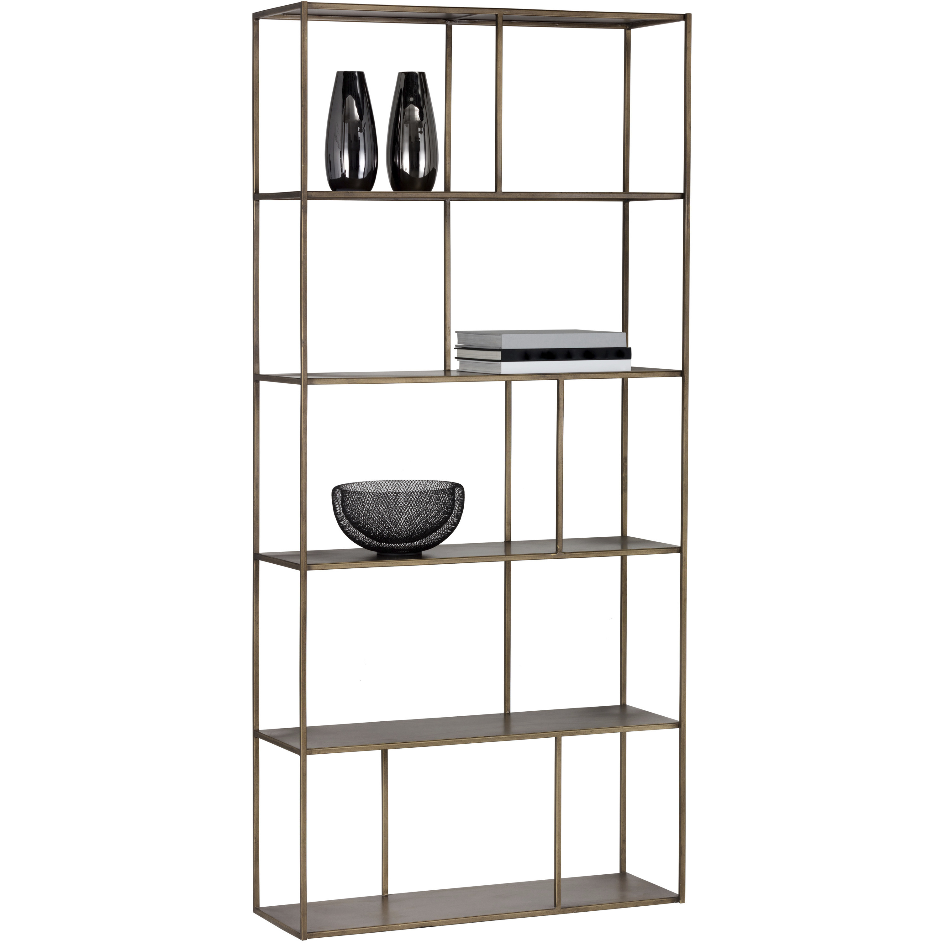 Eiffel Antique Brass Bookcase, Large